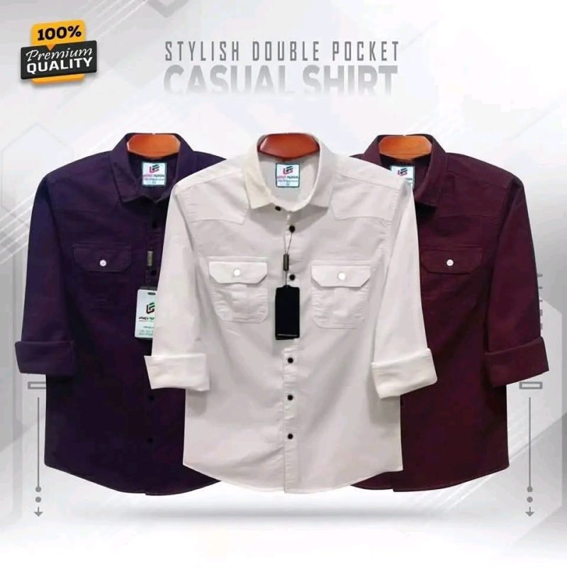 Double Pocket Casual Cotton Shirt Combo3 - Image 3