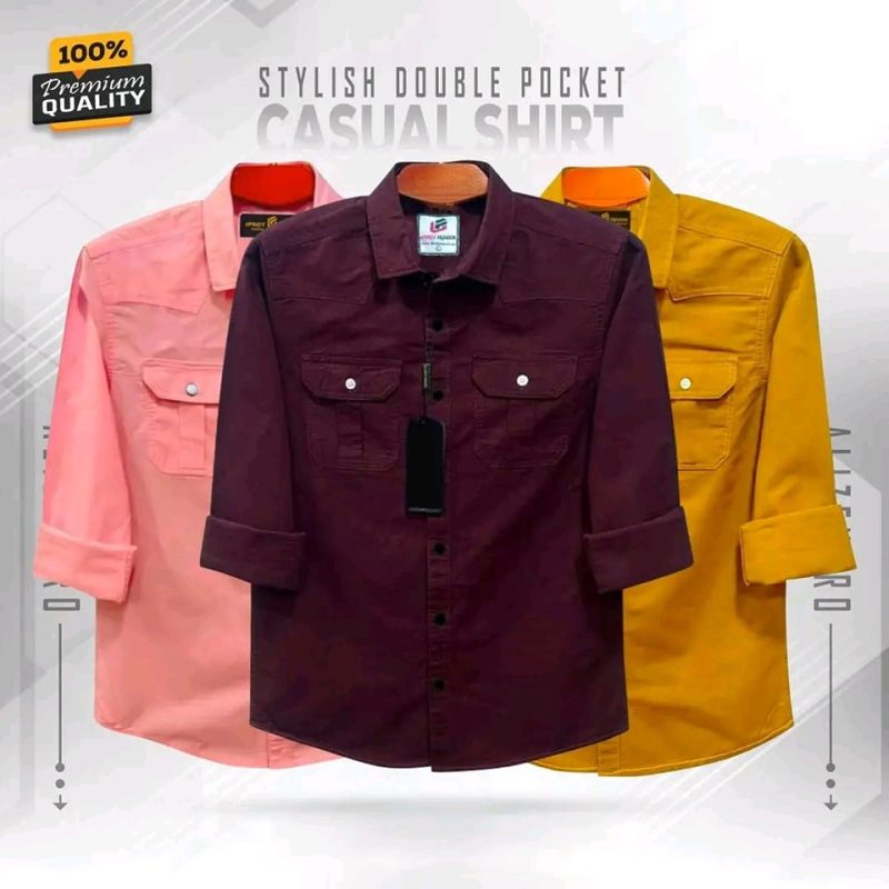 Double Pocket Casual Cotton Shirt Combo3 - Image 4