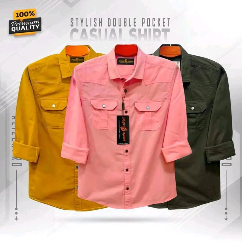 Double Pocket Casual Cotton Shirt Combo3 - Image 6