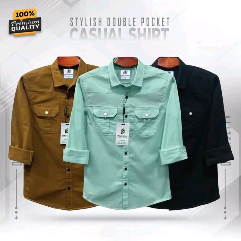 Double Pocket Casual Cotton Shirt Combo3 - Image 11