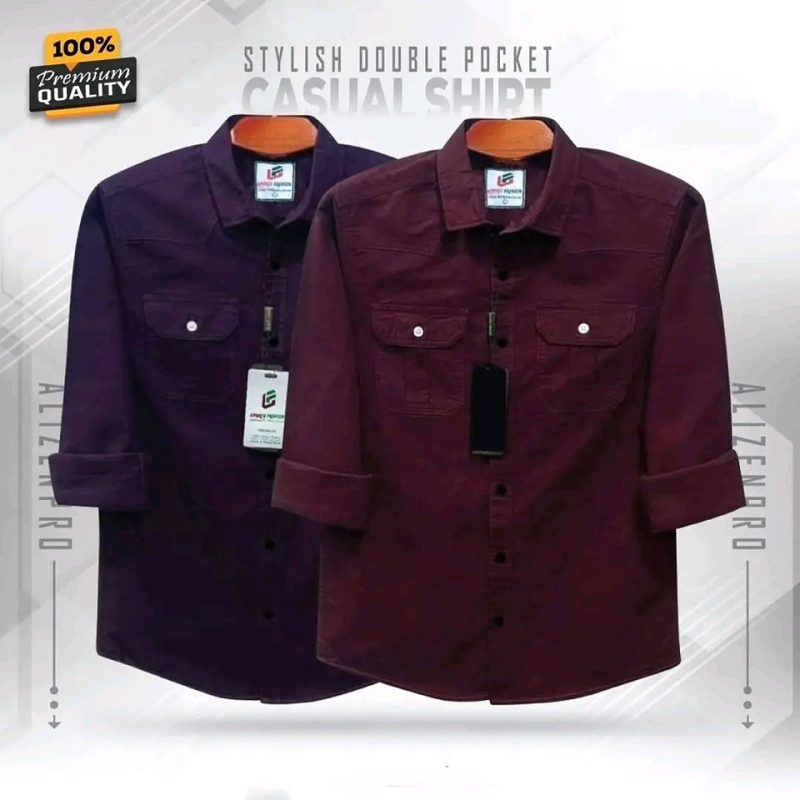Double Pocket Casual Cotton Shirt Combo2 - Image 27