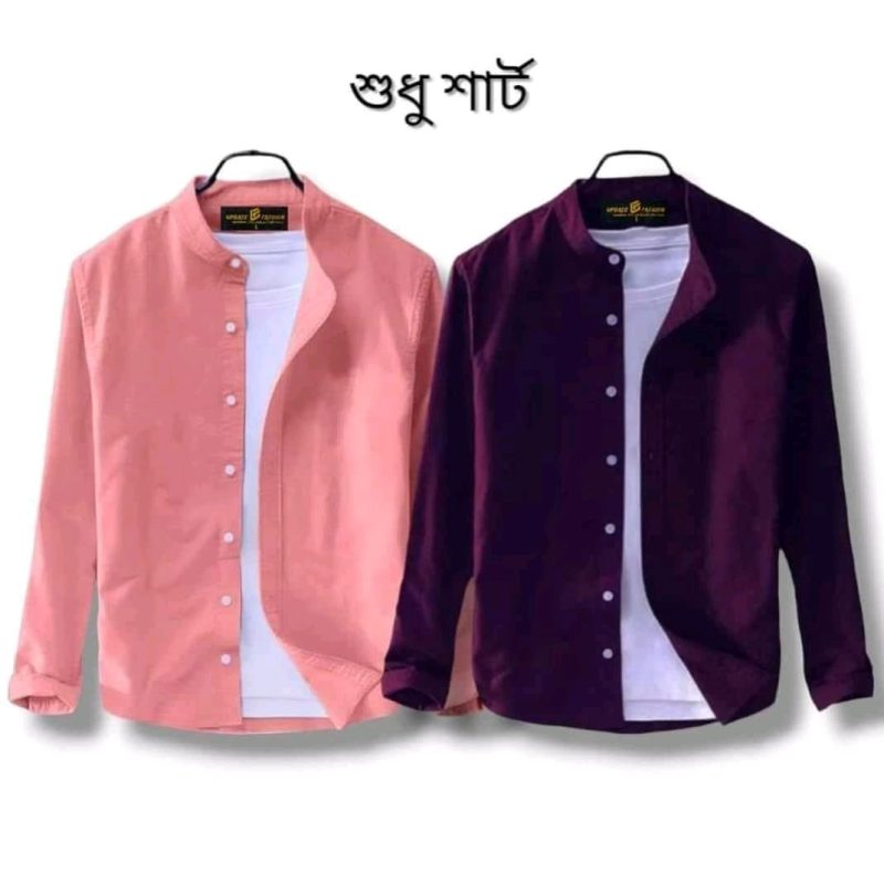 Band Collar Casual Cotton Shirt Combo 2 - Image 5