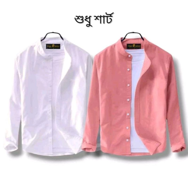 Band Collar Casual Cotton Shirt Combo 2 - Image 7