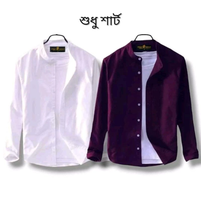 Band Collar Casual Cotton Shirt Combo 2 - Image 8