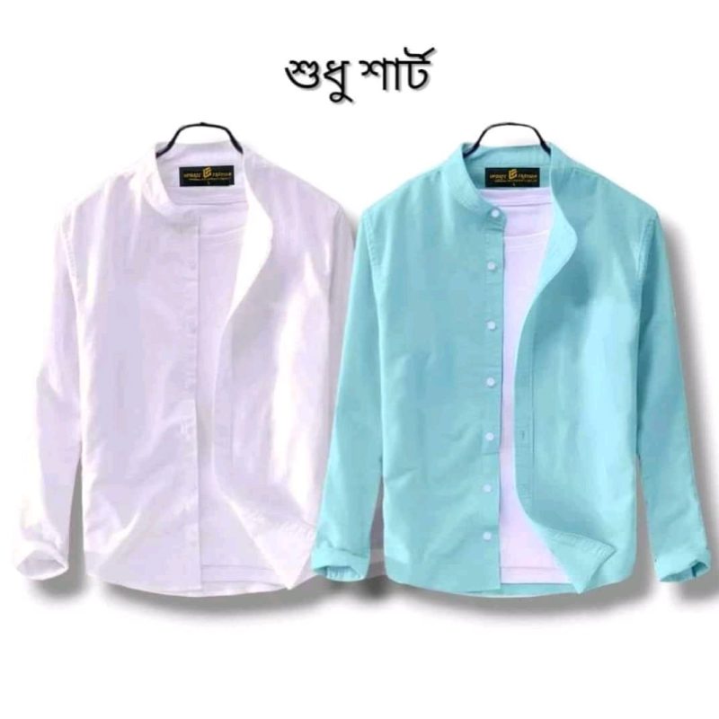 Band Collar Casual Cotton Shirt Combo 2 - Image 9