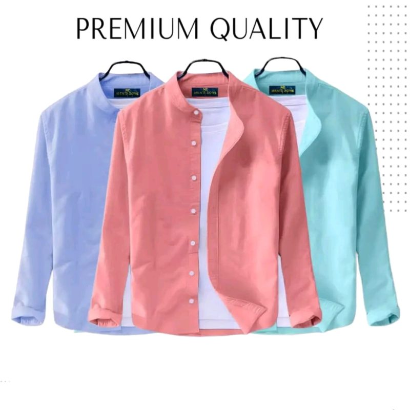 Band Collar Casual Cotton Shirt Combo 3 - Image 4