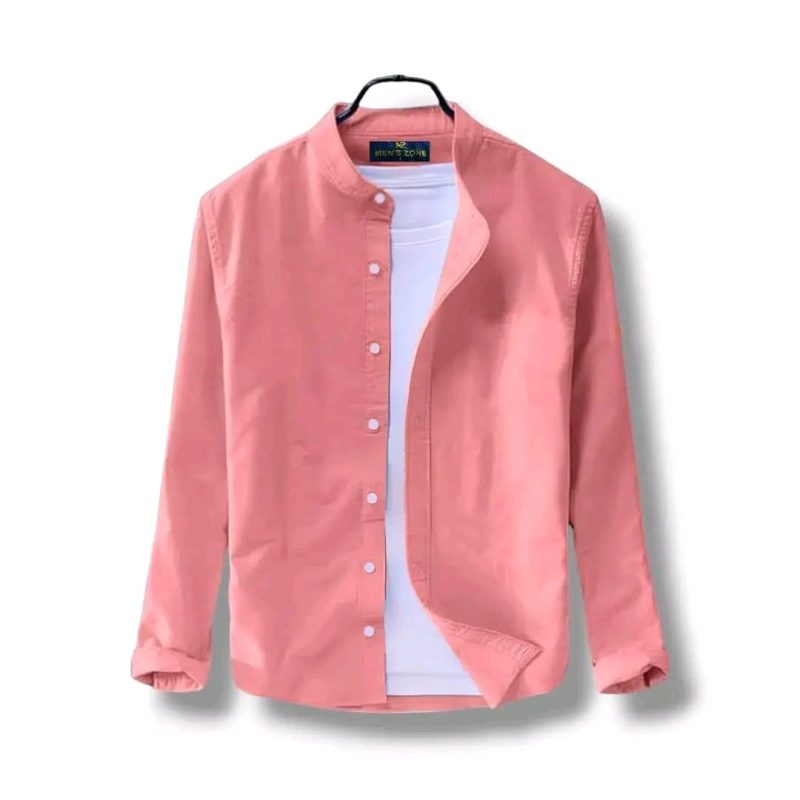 Band Collar Casual Cotton Shirt - Image 5