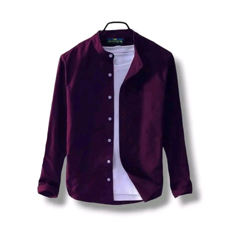 Band Collar Casual Cotton Shirt - Image 4