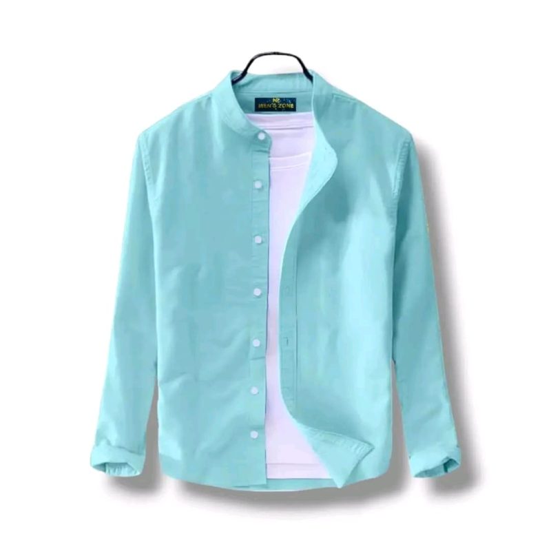 Band Collar Casual Cotton Shirt - Image 3