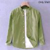 Band Collar Casual Cotton Shirt - Image 11