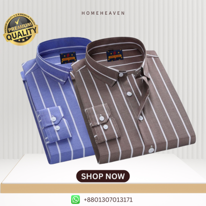 Men’s Premium Quality Stripe Shirt 2 pics - Grey & Blue