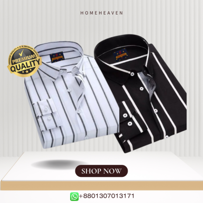 Men’s Premium Quality Stripe Shirt 2 pics - Black & White