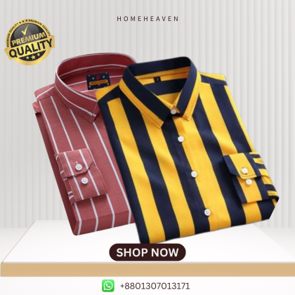 Men’s Premium Quality Stripe Shirt 2 pics - Yellow & Red