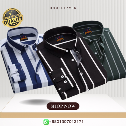Men’s Premium Quality Stripe Shirt 3 pics - Black,White Blue & Green