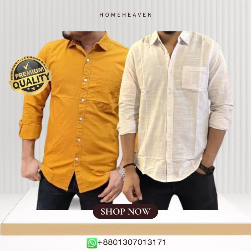 Single Pocket Casual Cotton Shirt 2Pics - Image 2